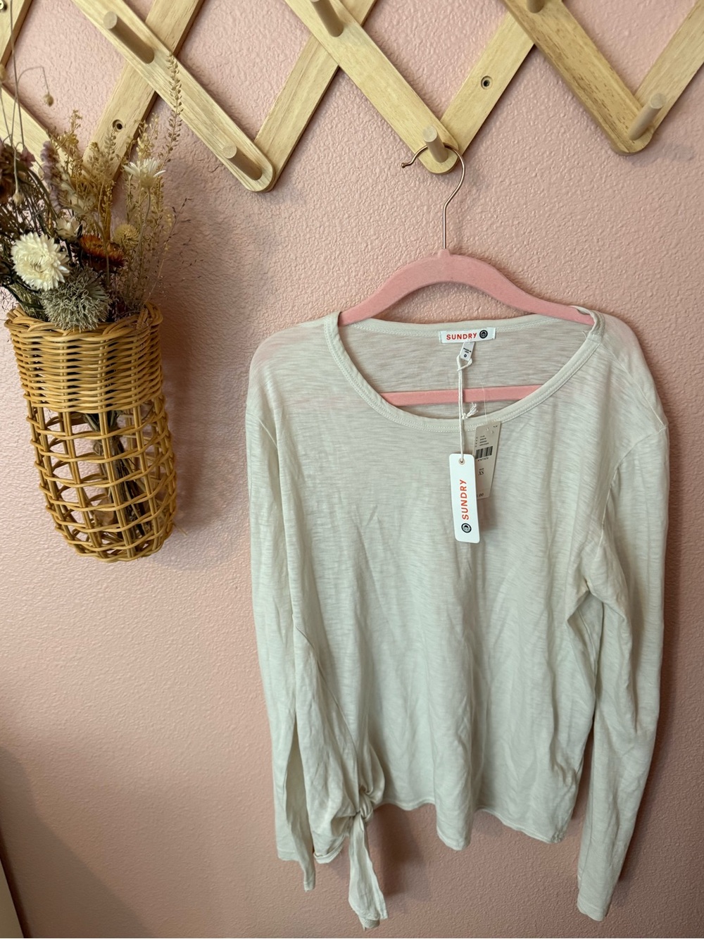 NWT Anthropologie Sundry Pima Cotton Long Sleeve Tie-Hem Top